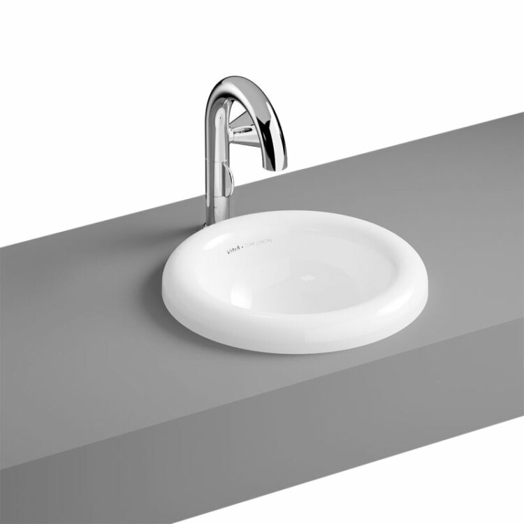 Раковина, Vitra, Liquid, шгв 400*400*155, отверстия для смесителя-отсутствуют, VitrA Clean, цвет-белый