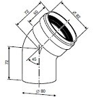 Угловое колено DN80 45°