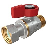 Кран шаровой 1/2"M x 1/2"гайка - красн. рук., с нар. резьбой для котлов и счетчиков