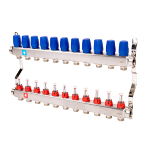 Коллектор, Premium, 1" х 3/4"ЕК, 11 выходов, в сборе с расходомерами