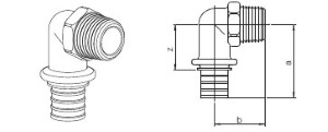 [НЕСТАНДАРТ]  Угольник-переходник с наружной резьбой 25-R 3/4