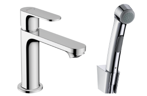 Смеситель для раковины, Hansgrohe, Rebris S, с гигиеническим душем, цвет-хром